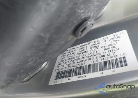 2010 Acura Tsx 2.4 from USA, damaged, VIN JH4CU2F67AC023847